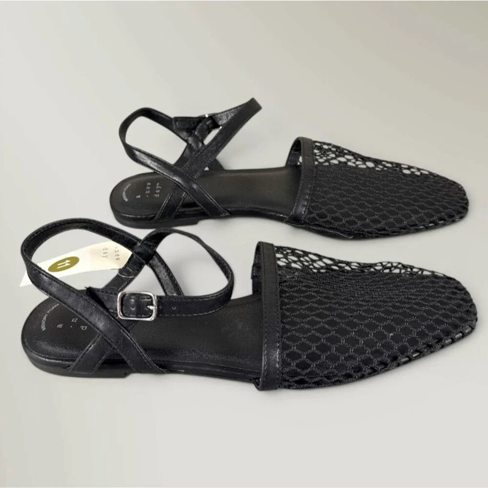 Women's Vanna Fishnet Slingback Flats Memory Foam Insole - A New Day - Size 11 - Picture 4 of 8